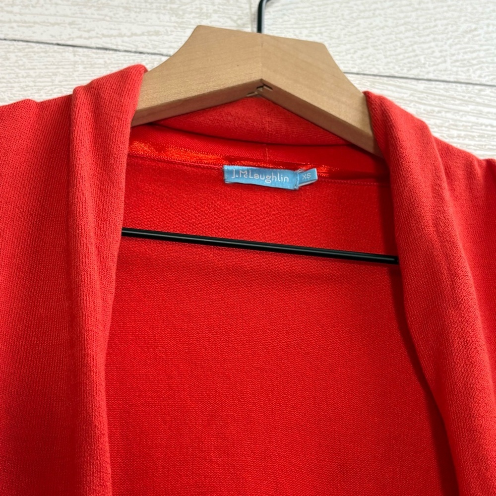 J. McLaughlin Halsey Open-Front Cotton Cardigan | Tomato Red | Size XS - Picture 9 of 11